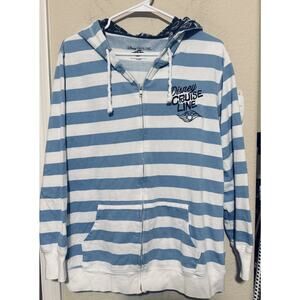 Disney Cruise Line Blue White Striped Anchor Hoodie Sweatshirt Size XL